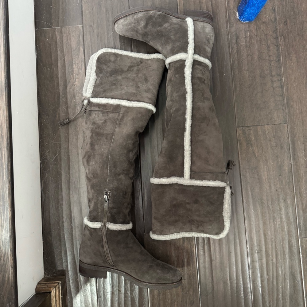 FRYE Tamara Over The Knee Shearling Suede Riding Snow Boots 5.5 - Picture 4 of 10